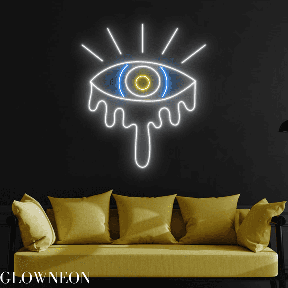 Glowneon Dripping Eye Neon Sign, Third Eye Led Sign, Evil Eye Decor
