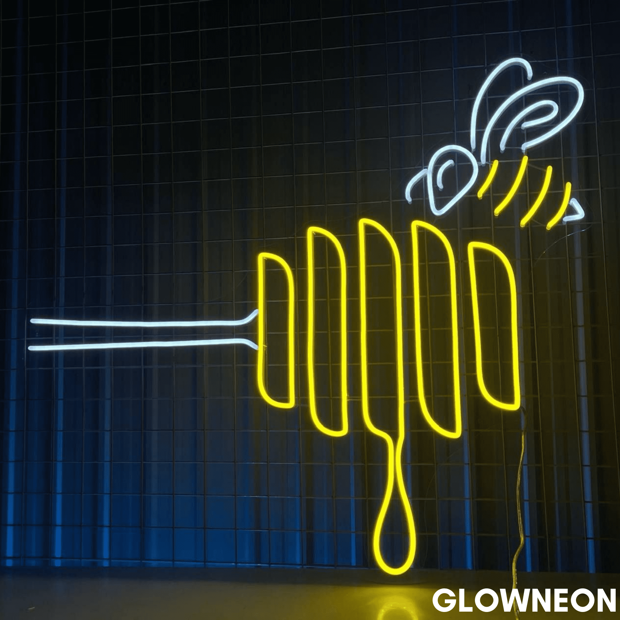 Glowneon Dripping Honey With Bee Neon Sign, Open Honey Shop Led Sign ...