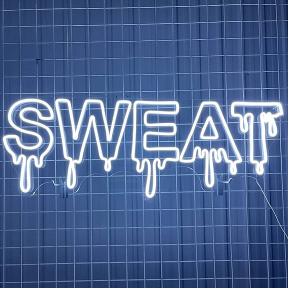 Glowneon Dripping Sweat Neon Sign, Gym Room Wall Art LED Sign Decor