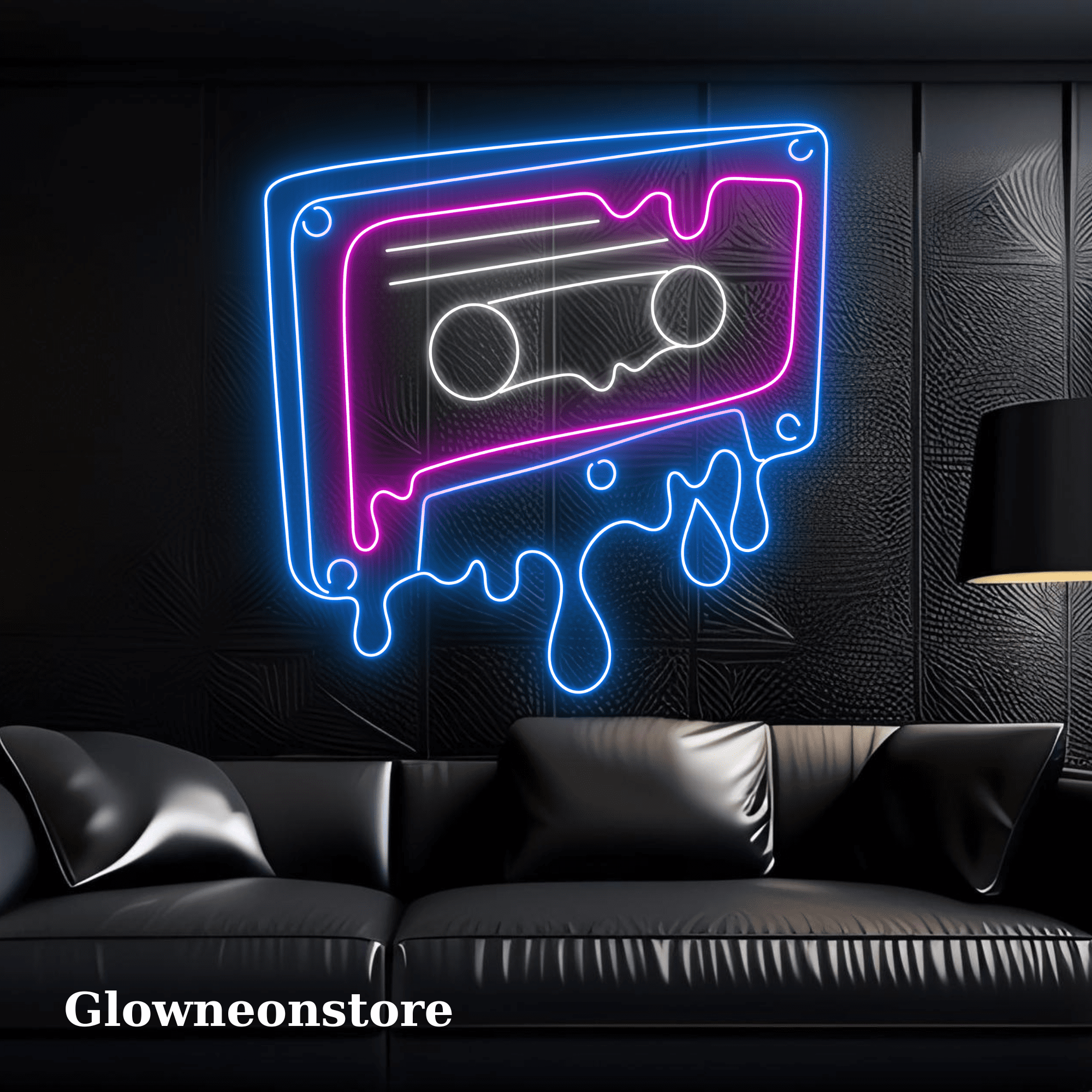 Glowneon Dripping Tape Casette Neon Sign, Cassette Tape Neon Light