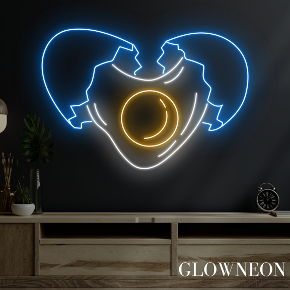 Glowneon Egg Heart Neon Sign, Egg Heart Led Sign, Egg Shop Led Light