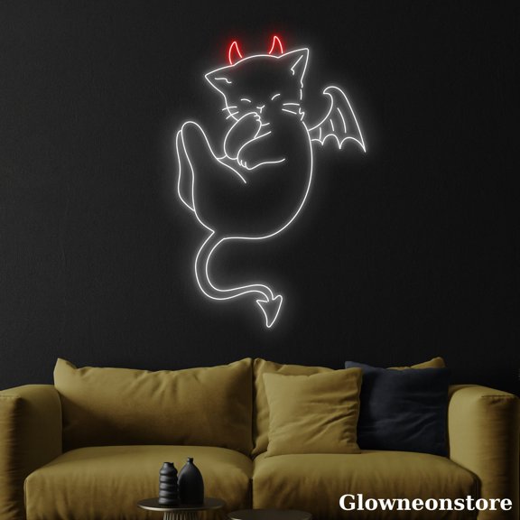 Glowneon Evil Cat Neon Sign, Evil Cat Led Sign, Pet Shop Decor, Cat Led Light, Cat Lover Gift