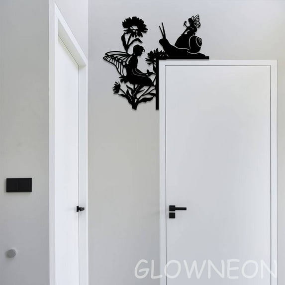 Glowneon Fairy Snail Garden Metal Sign, Bedroom Door Topper Decor Art