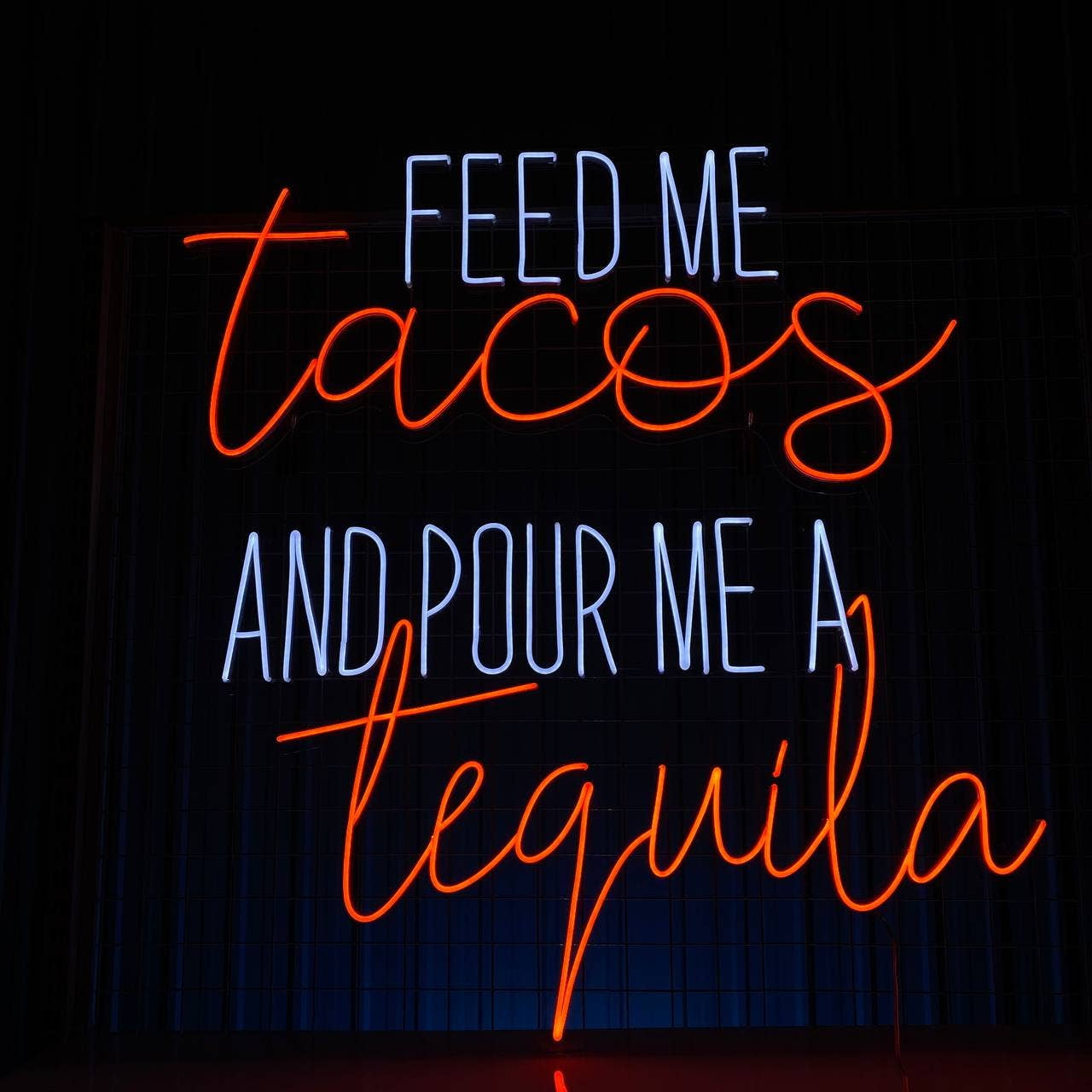 Glowneon Feed Me Tacos Tequila Neon Sign, Restaurant Wall Decor