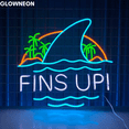 thumbnail image 1 of Glowneon Fins Up Neon Sign, Shark Fin Led Sign, Beach Palm Tree Decor, 1 of 5