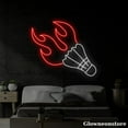 thumbnail image 1 of Glowneon Fire Badminton Neon Sign, Badminton Led Sign, Badminton Sign, Badminton Club Decor, 1 of 5