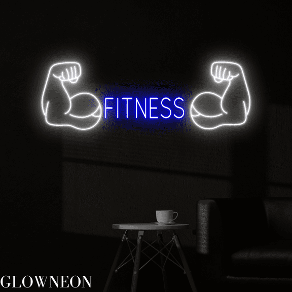 Glowneon Fitness Neon Sign, Muscle Arms Led Sign, Gym Club Led Decor