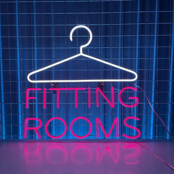 Glowneon Fitting Rooms Neon Sign, Fitting Rooms Led Wall Art, Fashion Shopping Decor 20in x 19in