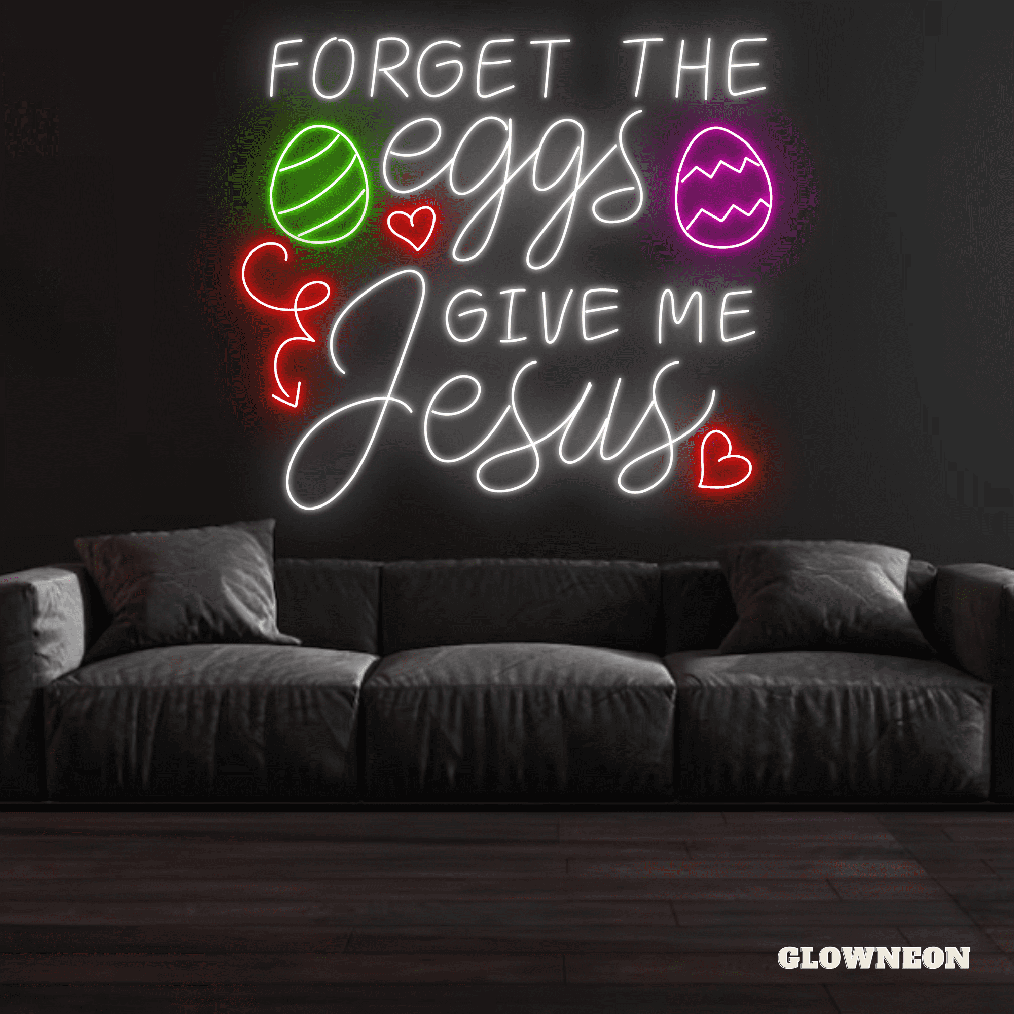 Glowneon Forget The Eggs Give Me Jesus Neon Sign, Jesus Easter Decor ...