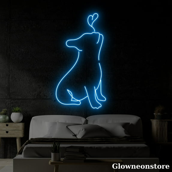 Glowneon French Bulldog Neon Sign, Bulldog Heart Led Sign, French Bulldog Line Art, French Bulldog