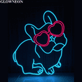 thumbnail image 1 of Glowneon French Bulldog Sunglasses Neon Sign, Dog Shop Led Wall Decor, 1 of 5