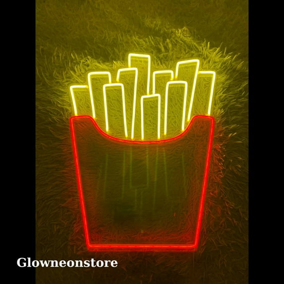 Glowneon French Fries Neon Sign, French Fries Led Light, French Fries Wall Art Decor Room