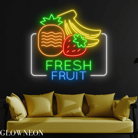 Glowneon Fresh Fruit Neon Sign, Fruit Led Sign, Fruit Shop Led Decor