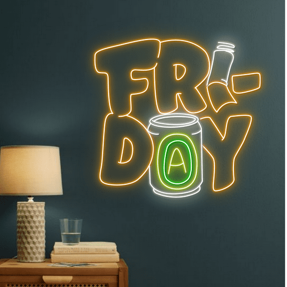 Glowneon Friday Cigars & Beer Neon Sign, Shop Store Wall Art Decor