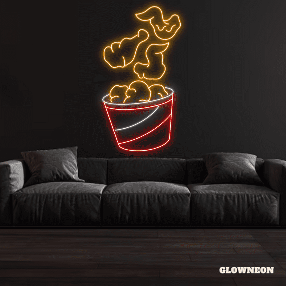Glowneon Fried Chicken Neon Sign, Fast Food Restaurant Decor