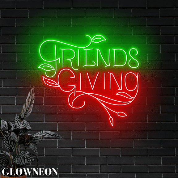 Glowneon Friendsgiving Neon Wall Decor, Thanksgiving Day Led Wall Art