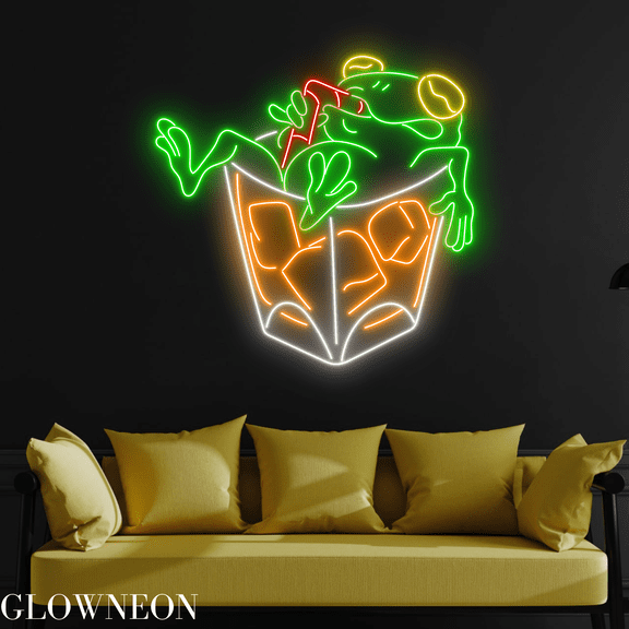 Glowneon Frog Cocktail Neon Sign, Frog Led Sign, Cocktail Bar Pub Art