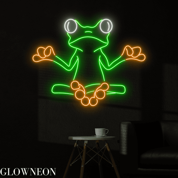 Glowneon Frog Meditation Neon Sign, Frog Led Sign, Yoga Club Decor