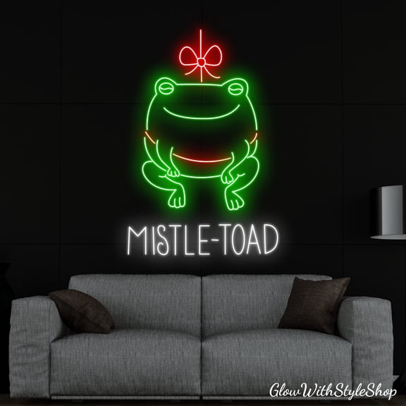 Glowneon Frog Mistletoad Neon Sign, Cute Frog Mistletoad Led Sign, Frog LED Light, Mistletoad Neon