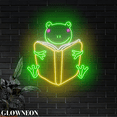 thumbnail image 1 of Glowneon Frog Read Book Neon Sign, Frog Wall Art, Book Store Led Sign, 1 of 5