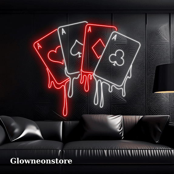 Glowneon Gambler Poker Neon Sign, Gambler Casino Wall Decoration