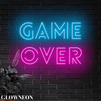 Glowneon Game Over Neon Led Lights, Game Room Home Bar Wall Art Decor