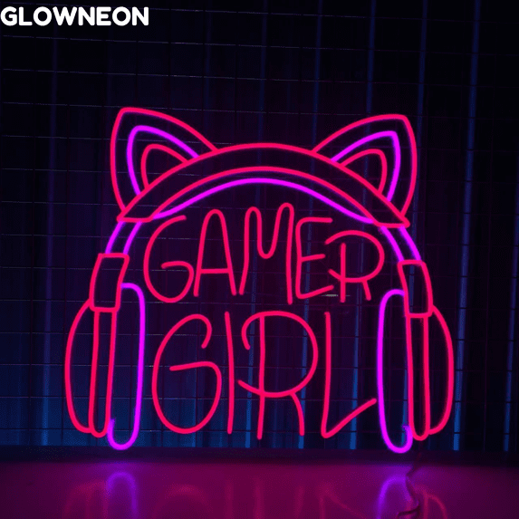 Glowneon Gamer Girl Neon Sign, Gamer Headphone Led Sign, Gift For Her