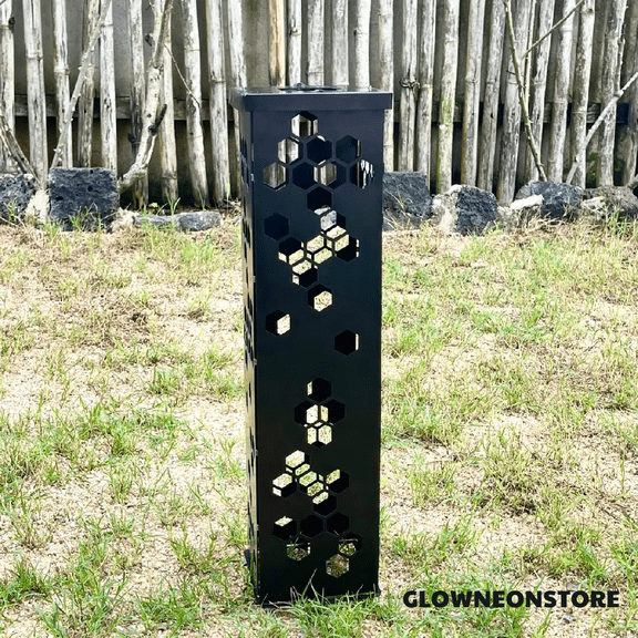 Glowneon Garden Column Beehive Steel Metal Outdoor Decor Yard Art
