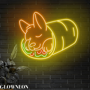Glowneon German Shepherd Sleep In Tacos Led Art, Taco Mexican Decor
