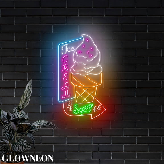 Glowneon Get The Scoop Here Led Lights, Ice Cream Shop Neon Open Sign