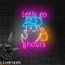 Glowneon Ghost Let's Go Ghouls Wall Led Light, Ghost Halloween Decor