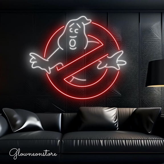 Glowneon Ghost Prohibited Neon Sign, Ghost Prohibited Led Sign, Symbol Prohibited Neon Led