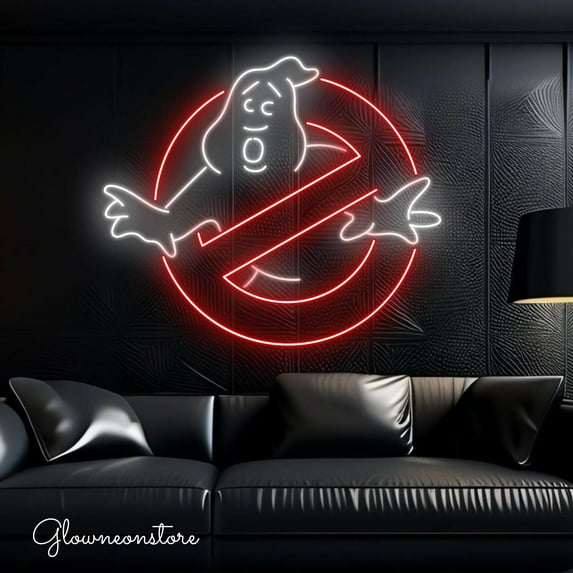 Glowneon Ghost Prohibited Neon Sign, Ghost Prohibited Led Sign, Symbol Prohibited Neon Led