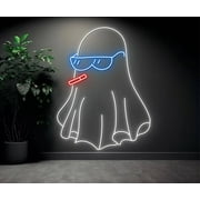 Glowneon Ghost Smoking Neon Sign, Cool Ghost Halloween party Decor