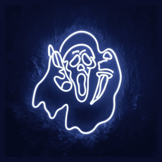Glowneon Ghost With Knife Neon Sign, Halloween Party Decor