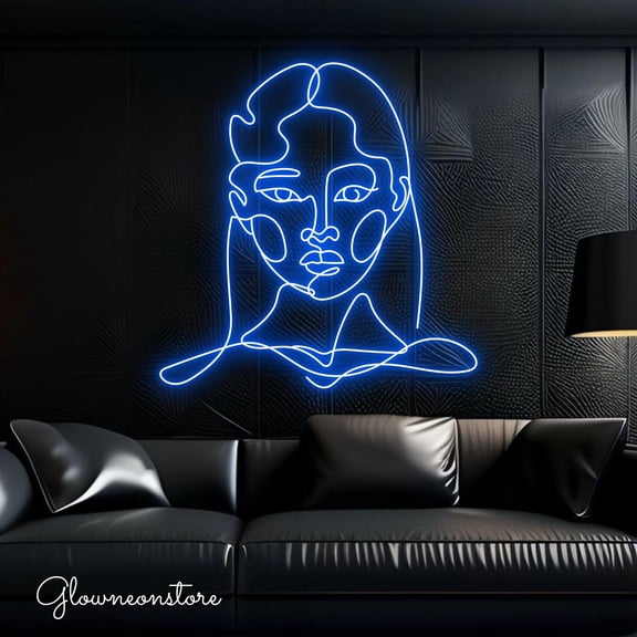 Glowneon Girl Line Face Neon Sign, Women Line Face Neon Sign, One Line Face Led Light