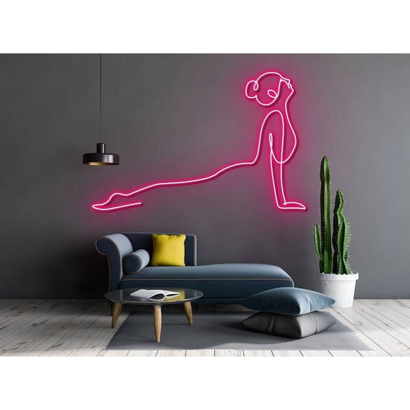 Glowneon Girl Yoga Neon Sign, Yoga Led Light, Yoga Fitness Decor