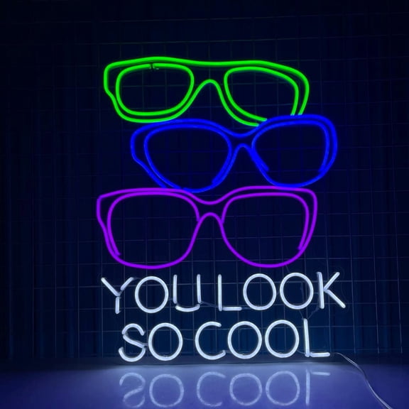 Glowneon Glasses You Look So Cool Neon Sign Wall Art, Eyeglasses Store Wall Decor 23in x 19in