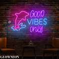 thumbnail image 1 of Glowneon Good Vibes Only Wall Art, Dolphin Beach Party Led Wall Decor, 1 of 5