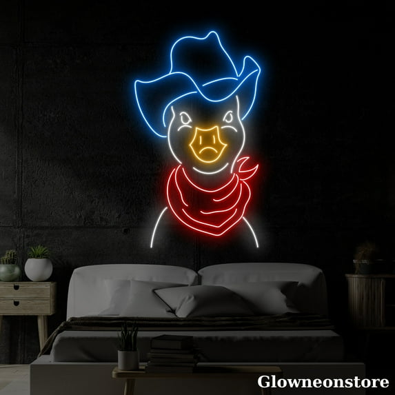 Glowneon Goose Cowboy Neon Sign, Cowboy Goose LED Sign, Animal LED Light, Kid Room Décor