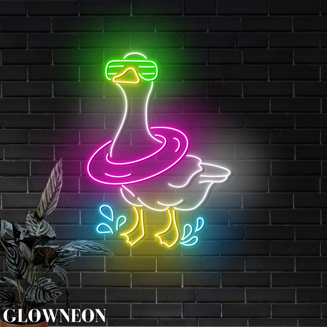 Glowneon Goose Float Led Sign, Goose Neon Sign, Swimming Pool Decor