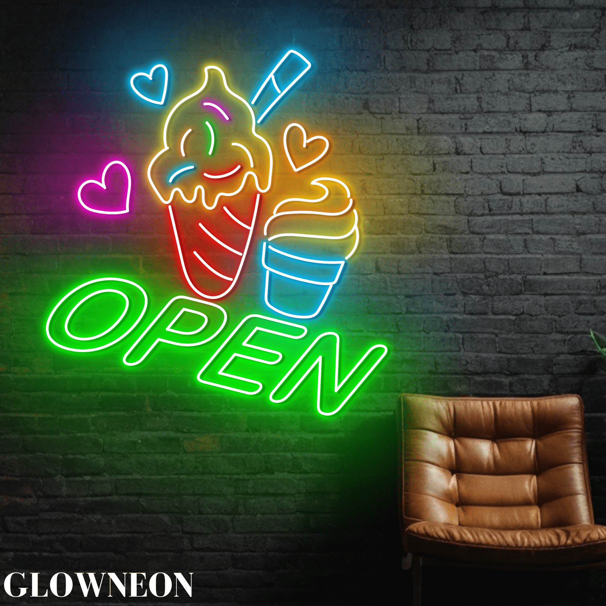 Glowneon Grand Opening Ice Cream Shop Neon Led Lights, Ice Cream Sign ...