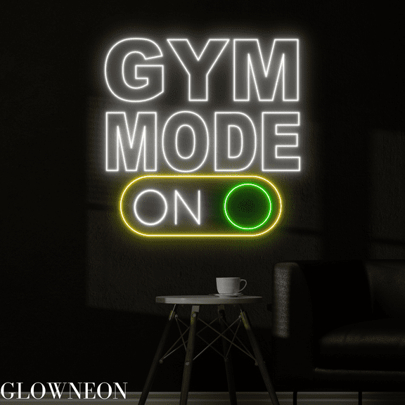 Glowneon Gym Mode Neon Sign, Gym Led Sign, Fitness Room Wall Decor