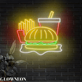 thumbnail image 1 of Glowneon Hamburger Fast Food Neon Light, Burger Restaurant Led Light, 1 of 5