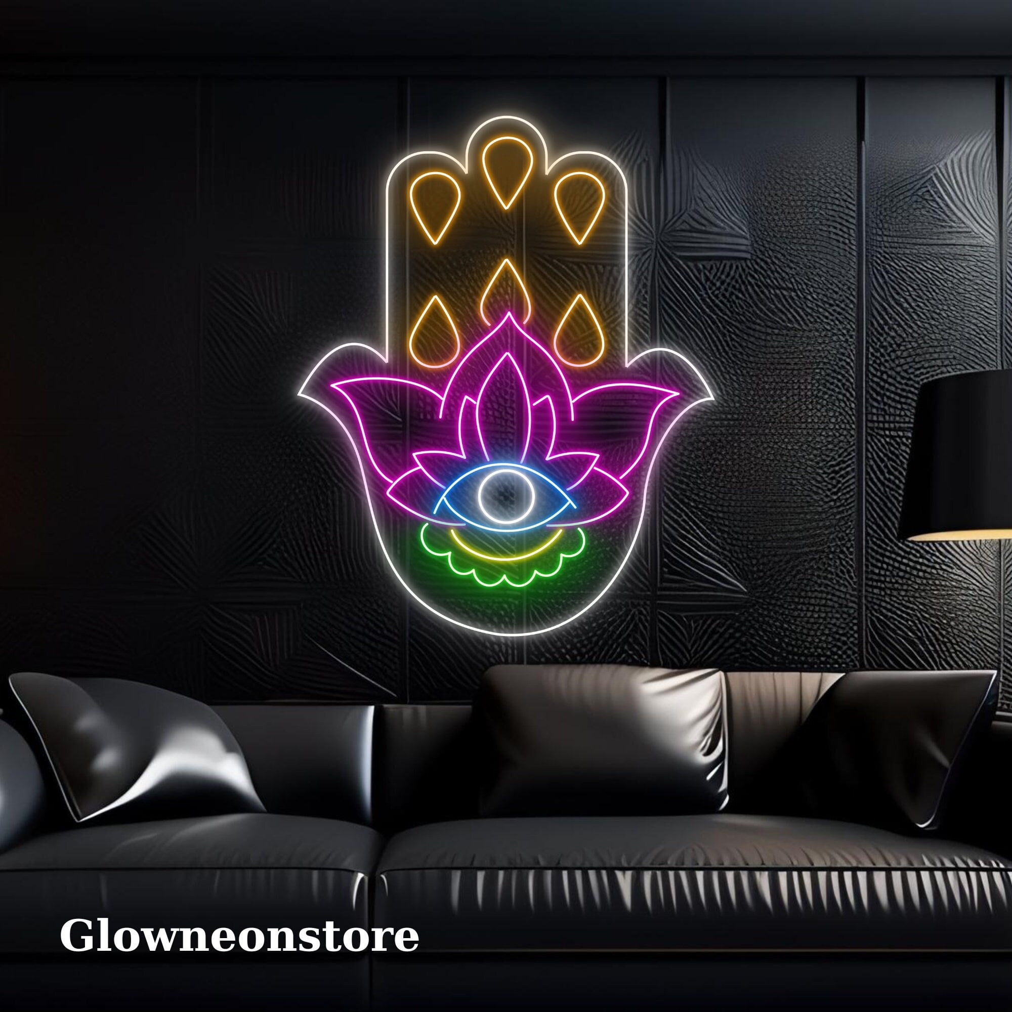 Glowneon Hamsa Lotus Pattern Neon Sign, Hamsa Lotus Led Light, Hand Of  Fatima Wall Art Decor - Walmart.com, image size:2000x2000