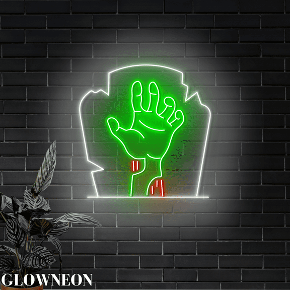 Glowneon Hand Of The Grave Wall Led Light, Halloween Night Wall Decor