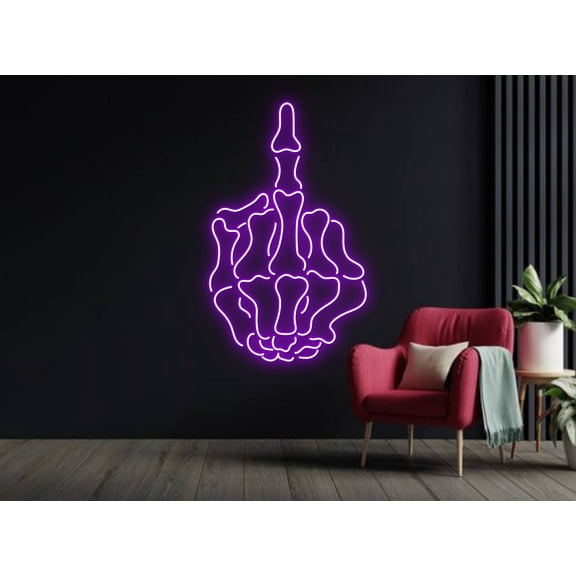 Glowneon Hand Skull Skeleton Neon Sign, Halloween Decor Wall Art