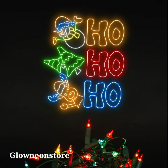 Glowneon Handmade Hohoho Neon Sign, Snowman Hohoho Neon Sign, Tree Christmas Led Light