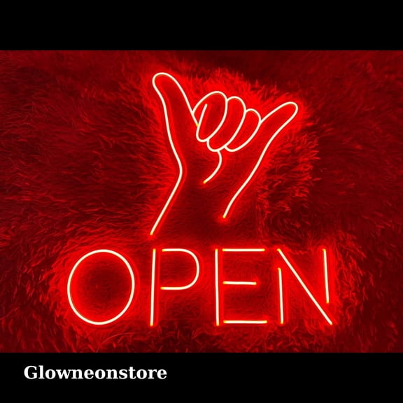 Glowneon Handsign Call Open Neon Sign, Open Welcome Neon Sign, Open Welcome Led Light