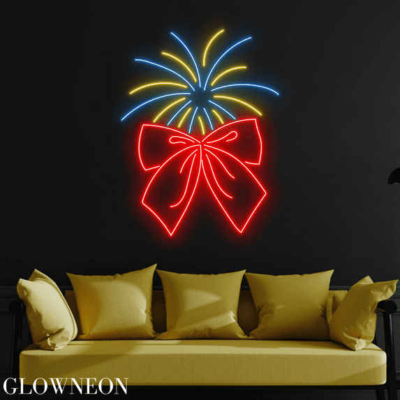 Glowneon Happy 4th Of July Independence Day With Fireworks Neon Sign